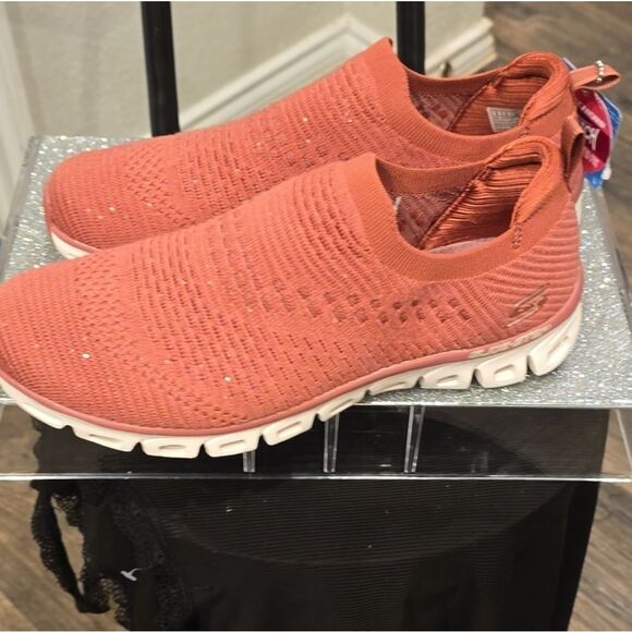 Skechers Glide Step- OH So Soft Slip-On Shoes- Pink Glitter - Picture 8 of 10